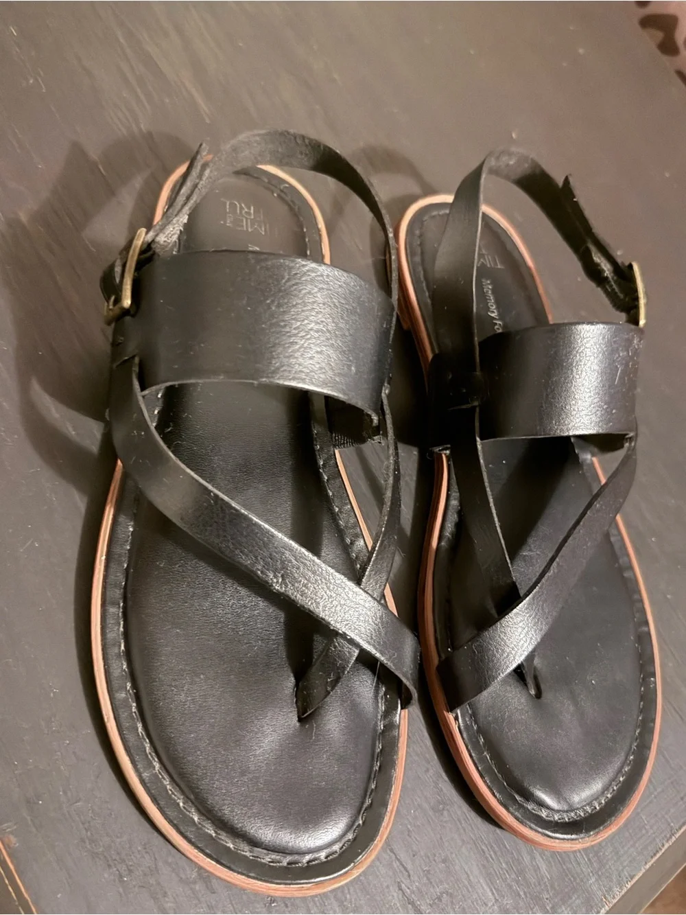 Time and Tru Black Strappy Slingback Sandals